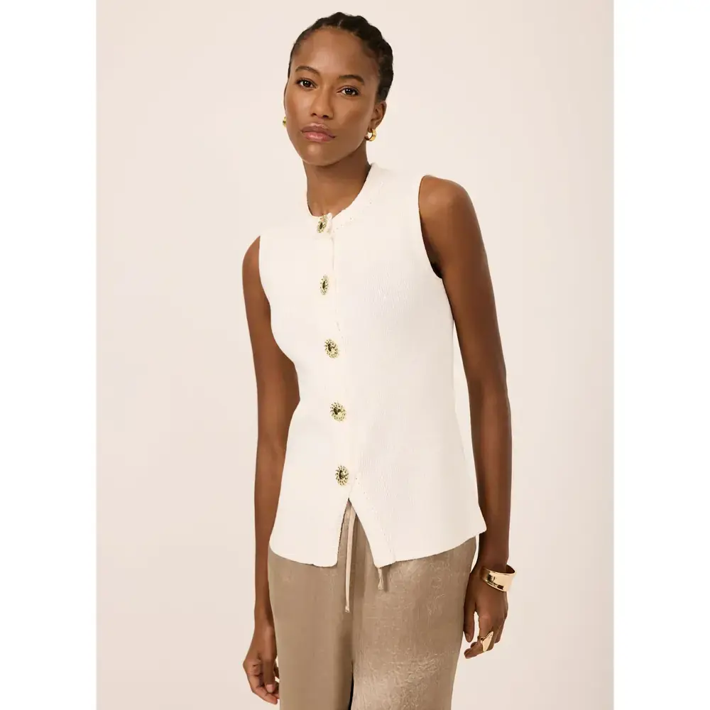 Mint Velvet Neutral Cotton Blend Waistcoat